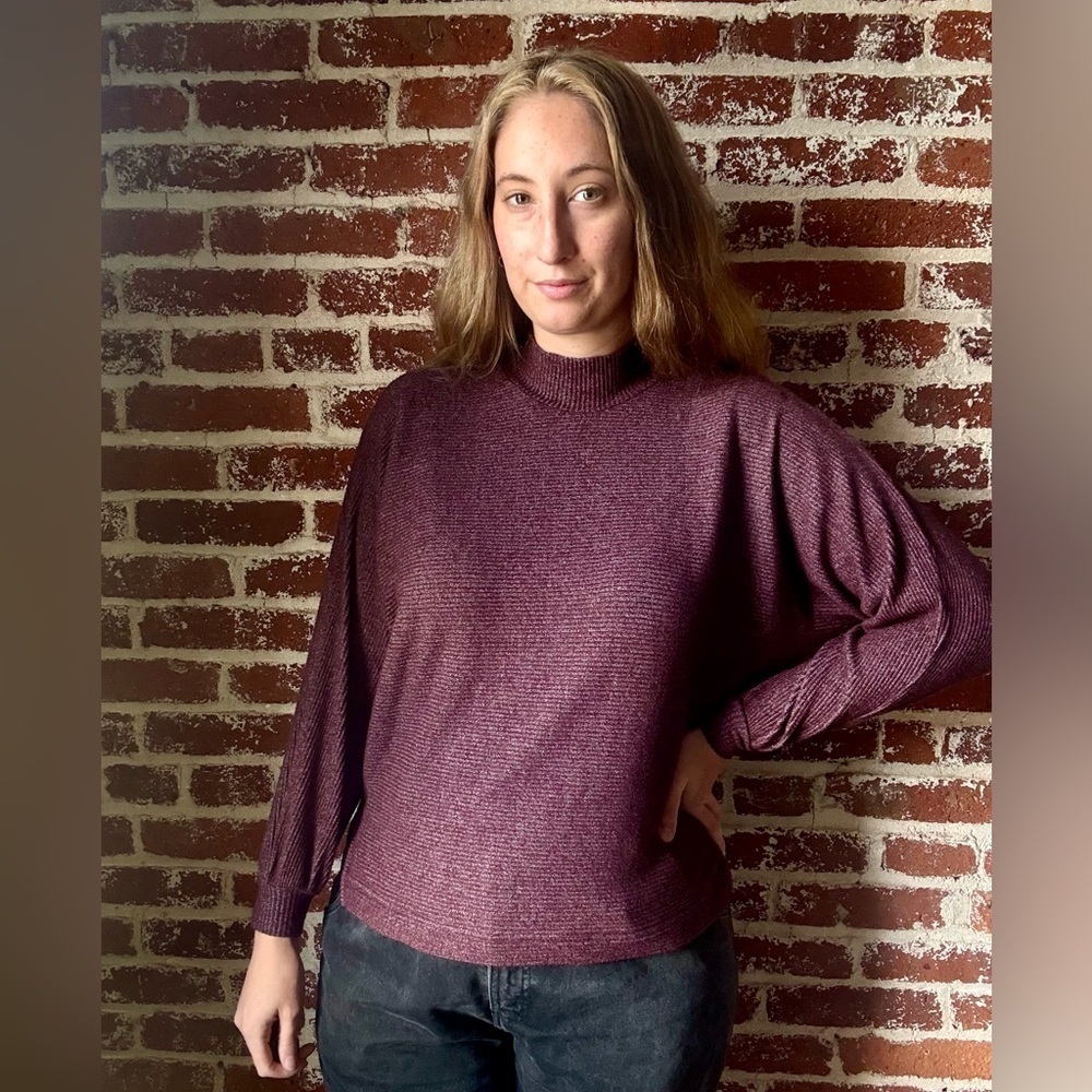 Banana Republic Purple Athleisure ribbed mockneck long sleeve